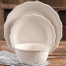 Load image into Gallery viewer, The Pioneer Woman Cowgirl Lace 12-Piece Dinnerware Set (Linen)