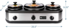 Load image into Gallery viewer, Elite Platinum EWMST-415 Maxi-Matic Triple Slow Cooker Buffet Server, Stainless Steel