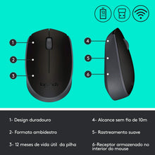 Load image into Gallery viewer, Logitech M170 2. 4GHz Wireless 3-Button Optical Scroll Mouse W/Nano USB Receiver (Black)