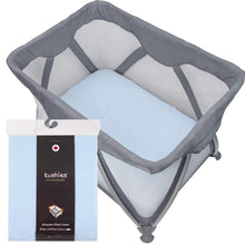 Load image into Gallery viewer, Kushies Baby Playard/Pack n Play Sheet, Portable Crib Sheets, Baby Bedding, Pack and Play Mini Sheet, Blue