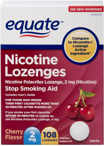 Equate - Nicotine Lozenge 2 Mg, Stop Smoking Aid, Cherry Flavor, 108-Count