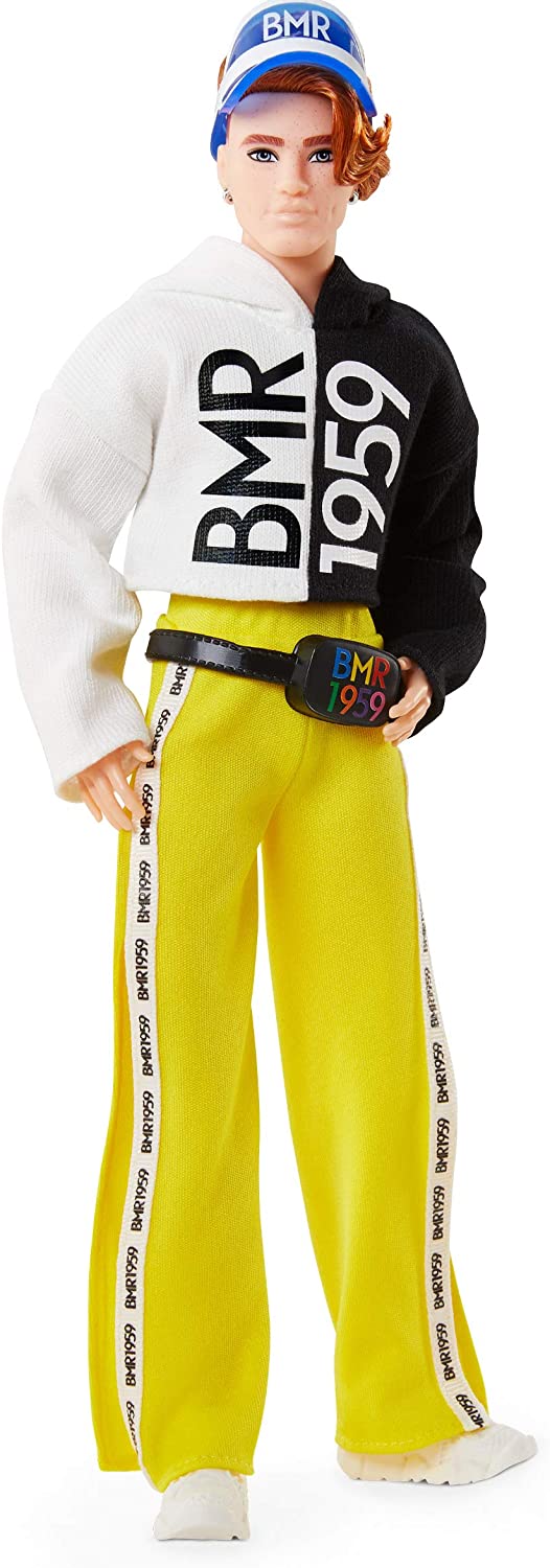 Barbie BMR1959 Fully Poseable Fashion Doll Wearing Color Block Windbreaker with Doll Stand