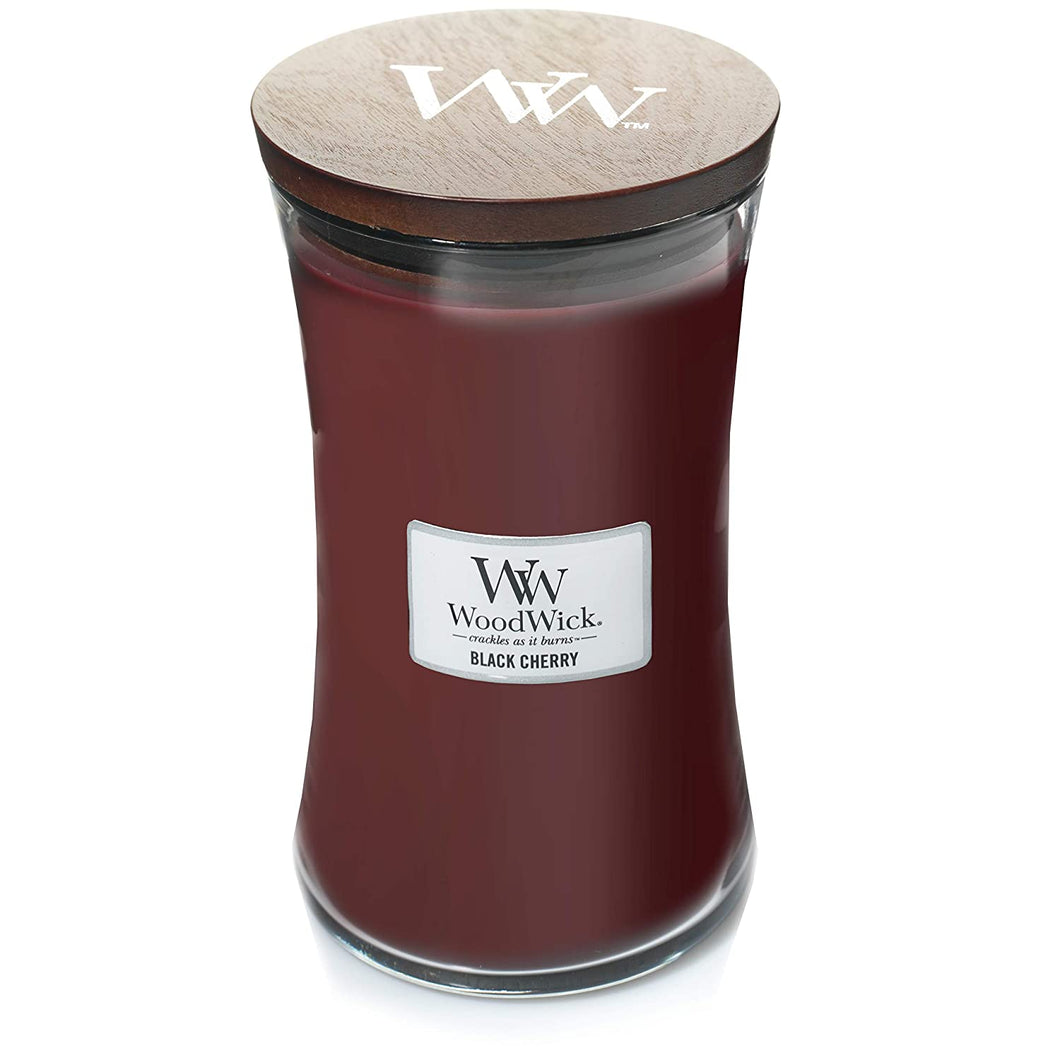 BLACK CHERRY WoodWick 22oz Large Jar Candle Burns 180 Hours