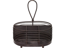 Load image into Gallery viewer, Gourmet Basics by Mikasa 5153172 Rope Metal Tabletop Flatware and Napkin Picnic Caddy 10&quot; Antique Black