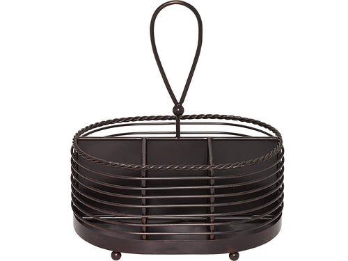 Gourmet Basics by Mikasa 5153172 Rope Metal Tabletop Flatware and Napkin Picnic Caddy 10