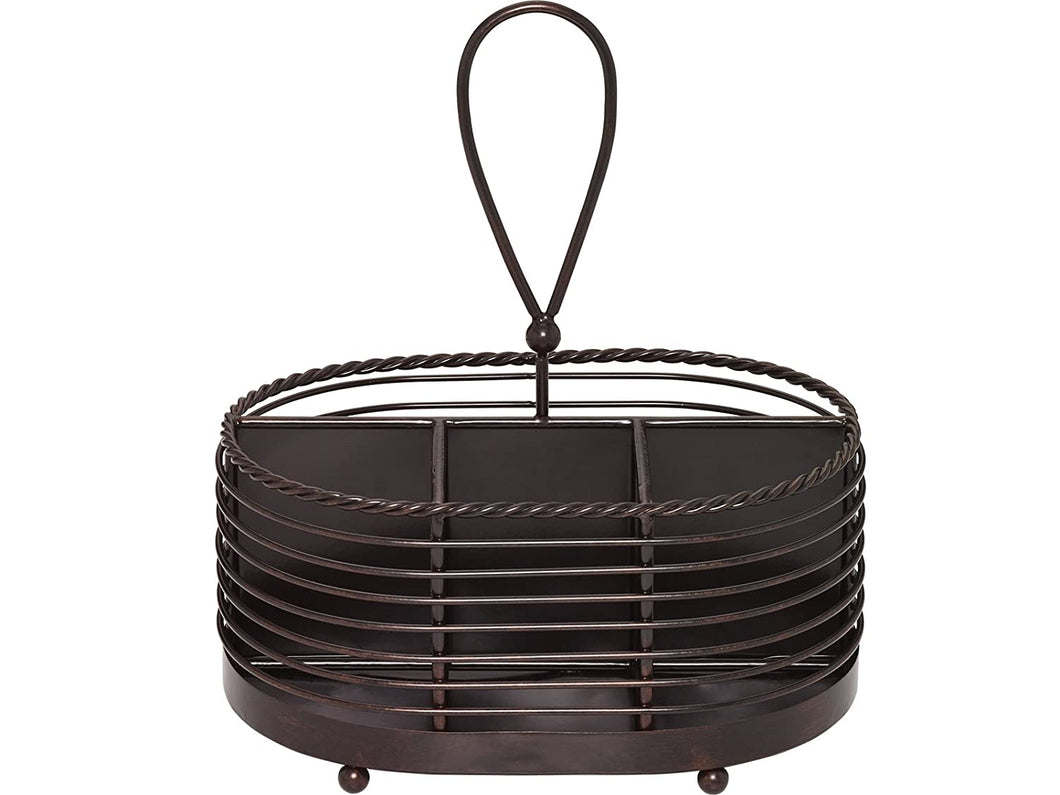 Gourmet Basics by Mikasa 5153172 Rope Metal Tabletop Flatware and Napkin Picnic Caddy 10