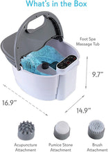 Load image into Gallery viewer, SereneLife Hydro Therapy Foot Bath Massager - Heating Foot Spa with Deep Kneading Shiatsu Massage Ball, Brush, Stone - Roller, Vibration, Bubble, Digital Adjustable Temp - SLFTSP18