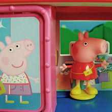 Load image into Gallery viewer, Peppa Pig Shopping Mall with Family, Includes 1 Connectable Mall Playset, 4 Character Toy Figures, 2 Chairs, 1 Pizza Table, 1 Toy Boat – Toys for Kids - Amazon Exclusive