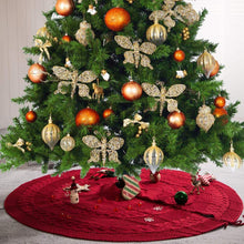Load image into Gallery viewer, Glitzhome 52&quot; Knitted Red Christmas Tree Skirt Large Round for for Xmas Holiday Party Decorations