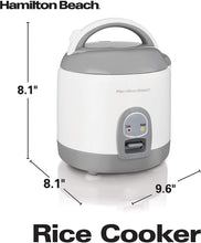 Load image into Gallery viewer, Hamilton Beach Mini Rice Cooker &amp; Food Steamer, 8 Cups Cooked (4 Uncooked), With Steam &amp; Rinse Basket, White (37508)