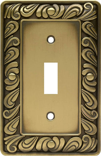 Brainerd 64049 Paisley Single Switch Wall Plate - Tumbled Antique Brass - 1 Pack