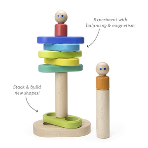 11 Piece Tegu Magnetic Floating Stacker Building Block Set, Rainbow
