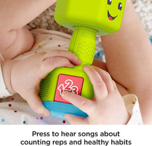 Load image into Gallery viewer, Fisher-Price Laugh &amp; Learn Countin&#39; Reps Dumbbell rattle toy with music, lights and learning content for baby and toddler ages 6-36 months