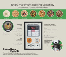 Load image into Gallery viewer, Hamilton Beach Multicooker Rice Cooker, Slow Cooker, Food Steamer 4.5 Quart Capacity