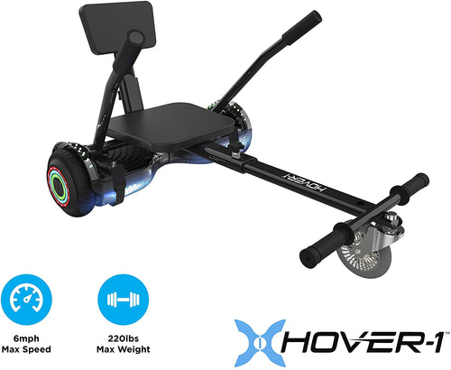 Hover-1 Chrome Electric Hoverboard Scooter and Go-Kart Attachment Combo (2 piece set), Black, One Size