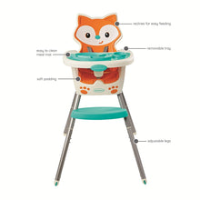 Load image into Gallery viewer, Infantino 4-in-1 Highchair - Space-Saving, Multi-Stage Booster and Toddler Chair with Multi-use Meal mat and Dishwasher-Safe Tray, in a Fox-Themed Design