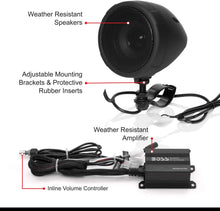 Load image into Gallery viewer, Boss Audio Systems MCBK470B Motorcycle Bluetooth Speaker System - Class D Compact Amplifier, 3 Inch Weatherproof Speakers, Volume Control, Great for Use With ATVs and 12 Volt Vehicles