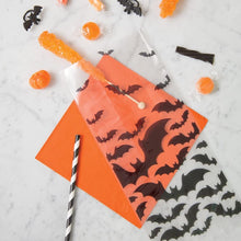 Load image into Gallery viewer, Black Bats Cellophane Bags, Party Favors, 20 Ct