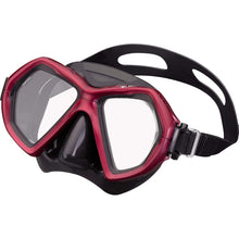 Load image into Gallery viewer, Reef Tourer Premium Adult X-Plore 2 Window Best Mask &amp; Snorkeling Combo, Black/Metallic Dark Red