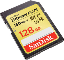 Load image into Gallery viewer, SanDisk Extreme Plus 128GB SDXC UHS-I/V30/U3/Class 10 Card (SDSDXW5-128G-ANCIN)