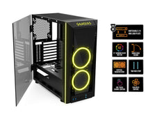 Load image into Gallery viewer, GAMDIAS RGB Gaming Mid-Tower Case Left Tempered Glass Two LED Strip Switchable IO Port with Two RGB Fans Cases TALOS M1, Black