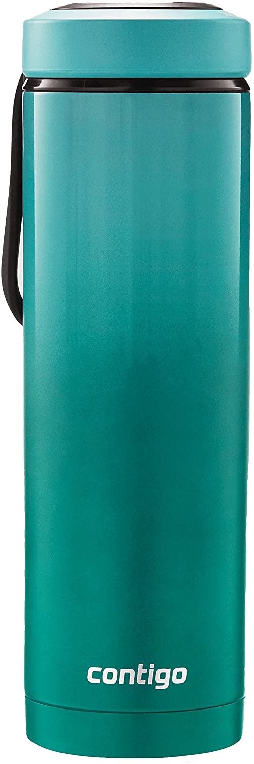 Contigo 2039256 Vacuum-Insulated Stainless Steel Water Bottle with a Quick-Twist Lid, 24 oz, Blue Corn