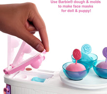 Load image into Gallery viewer, Barbie Face Mask Spa Day Playset with Brunette Barbie Doll, Puppy, 3 Tubs of Barbie Dough and 10+ Accessories to Create and Remove Face Blemishes on Doll and Puppy, Gift for Kids 3 to 7 Years Old