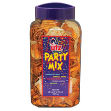 Load image into Gallery viewer, Utz Party Mix - 26 Ounce Barrel - Tasty Snack Mix Includes Corn Tortillas, Nacho Tortillas, Pretzels, BBQ Corn Chips and Cheese Curls, Easy and Quick Party Snacks