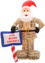 Load image into Gallery viewer, Airblown Inflatable Gemmy 89127X Military Santa with God Bless America Sign