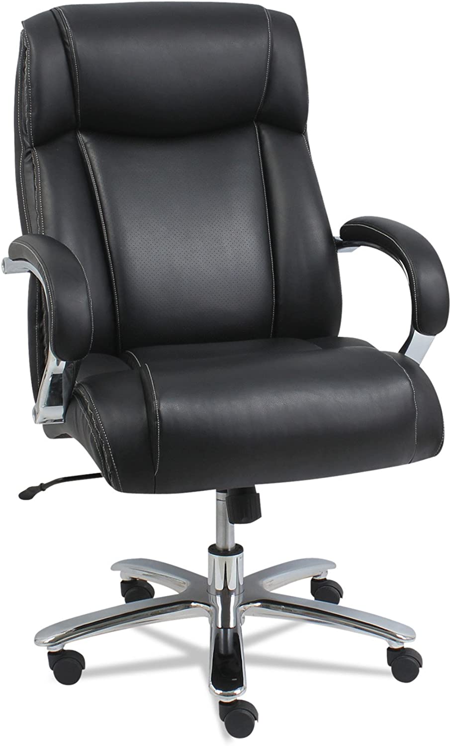 Alera ALE Maxxis Series Big and Tall Leather Chair, Black/Chrome