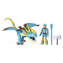 Load image into Gallery viewer, Dreamworks Dragons, Stormfly and Astrid, Dragon with Armored Viking Figure, for Kids Aged 4 and Up