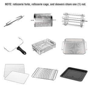 GoWISE USA 12.7-Quart Electric Air Fryer Oven w/Rotisserie and Dehydrator + Accessory Set and 50 Recipes (Black (Deluxe))