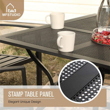 Load image into Gallery viewer, MFSTUDIO 37" x 37" Square Outdoor Dining Table Patio Bistro Table Powder-Coated Steel Frame Top Umbrella Stand Deck Outdoor Furniture Garden Table, Black