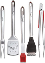 Load image into Gallery viewer, Jim Beam JB0156 Soft Grip Handle Grilling Tools Set (5-Piece), Silver