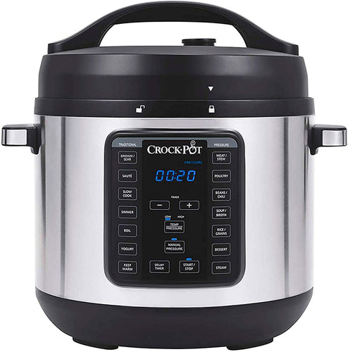 Crock-pot 8-Quart Multi-Use XL Express Crock Programmable Slow Cooker with Manual Pressure, Boil & Simmer with Extra Sealing Gasket, Stainless Steel