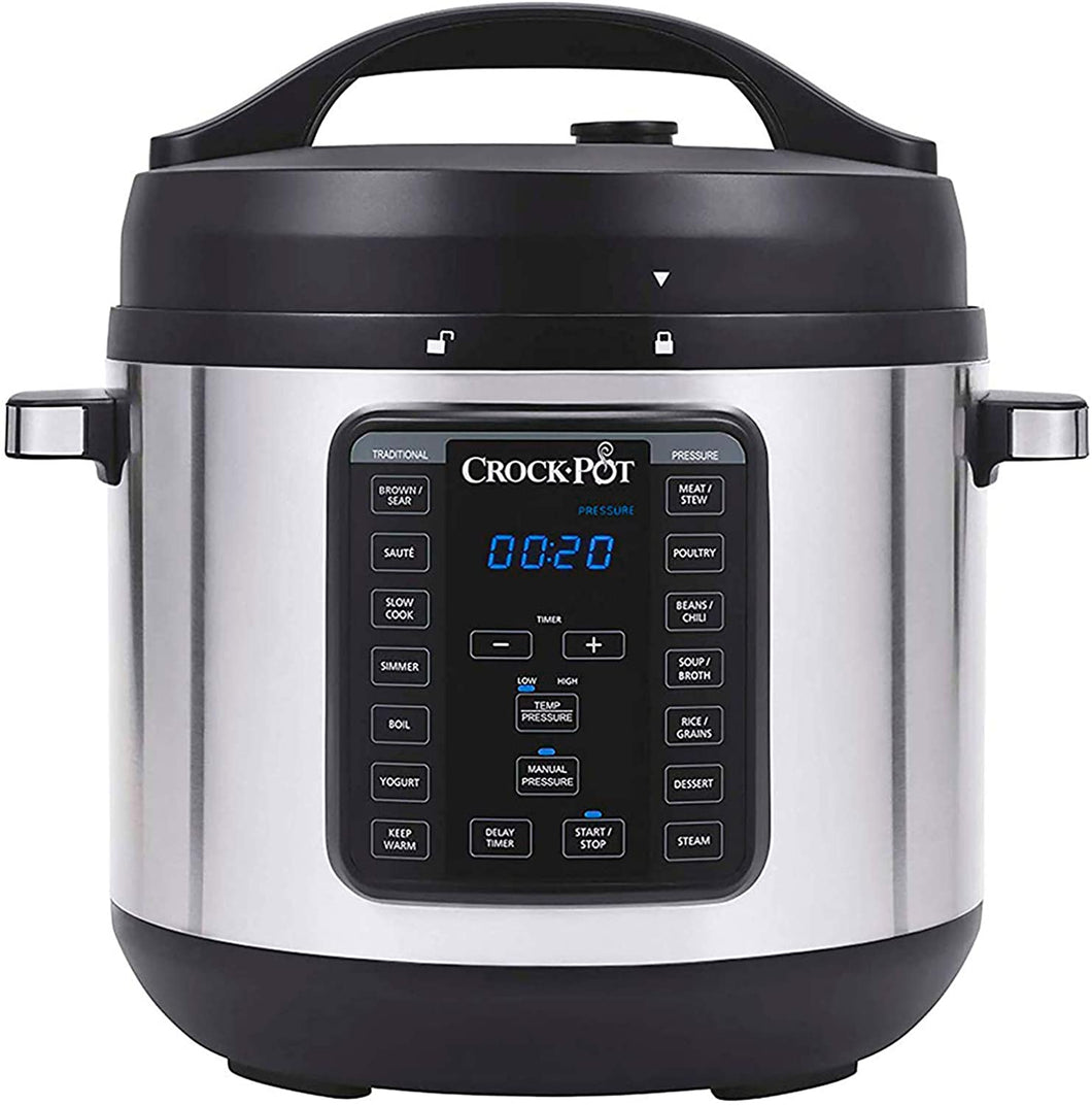 Crock-pot 8-Quart Multi-Use XL Express Crock Programmable Slow Cooker with Manual Pressure, Boil & Simmer with Extra Sealing Gasket, Stainless Steel
