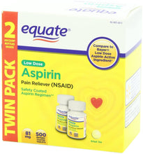 Load image into Gallery viewer, Equate Low Dose Aspirin Pain Reliever, 500 Count