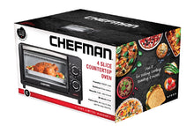 Load image into Gallery viewer, Chefman 4 Slice Countertop Toaster Oven w/ Variable Temperature Control and 30 Minute Timer; Cooking Functions to Bake, Broil, Toast, and Keep Warm -  Black