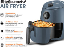 Load image into Gallery viewer, Elite Gourmet EAF-0201 Personal Compact Space Saving Electric Hot Air Fryer Oil-Less Healthy Cooker, Timer &amp; Temperature Controls, PFOA/PTFE Free, 1000-Watts with Recipes, 2.1 Quart, Black