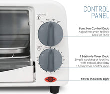 Load image into Gallery viewer, Elite Gourmet Personal 2 Slice Countertop 15 Minute Timer Toaster Oven, Broil, Toast, ETO-224