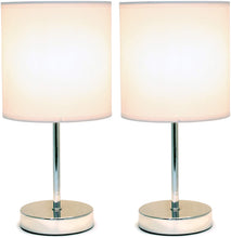 Load image into Gallery viewer, Simple Designs Chrome Mini Basic Table Lamp with Fabric Shade