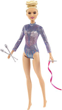 Load image into Gallery viewer, Barbie Rhythmic Gymnast Blonde Doll (12-in/30.40-cm) with Colorful Metallic Leotard, 2 Clubs &amp; Ribbon Accessory, Great Gift for Ages 3 Years Old &amp; Up