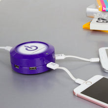 Load image into Gallery viewer, ChargeHub X5 - 5-Port USB Charger Desktop Charging Station 2.4A Per Port/25W - SmartSpeed Technology for iPhone X/8/7/6 Plus, iPad, Galaxy S9/S8/S7, Nexus, LG &amp; Other Devices - Round (Purple)