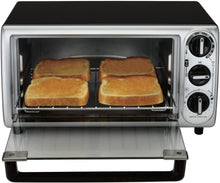 Load image into Gallery viewer, Proctor Silex 4-Slice Modern Countertop Toaster Oven with Bake Pan, Black (31122)