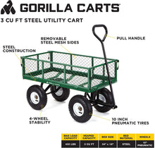 Load image into Gallery viewer, Gorilla Carts GOR400-COM Steel Garden Cart with Removable Sides, 400-lbs. Capacity, Green