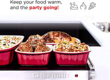 Load image into Gallery viewer, Chefman Compact Glasstop Warming Tray with Adjustable Temperature Control Perfect for Buffets, Restaurants, Parties, Events, Home Dinners and Travel, Mini 15x12 Inch Surface, Keeps Food Hot, Black