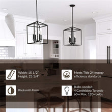 Load image into Gallery viewer, Sea Gull Lighting 5115004-839 Perryton Medium Four-Light Hall/Foyer Hanging Modern Fixture, Blacksmith Finish