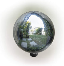 Load image into Gallery viewer, Alpine Corporation GLB292SL Garden, Lawn, Yard, Silver Alpine Glass Gazing Globe, Outdoor Festive Holiday Décor f
