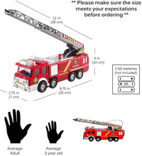 Load image into Gallery viewer, Fire Truck Toy Rescue with Shooting Water, Lights and Sirens Sounds, Extending Ladder and Water Pump Hose to Shoot Water, Bump and Go Action by Vokodo