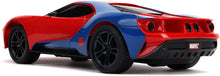Load image into Gallery viewer, JADA toys Marvel Spider-Man 2017 Ford GT R/C, 1: 16 Scale with USB Charging, 2.4Ghz &amp; Turbo Boost, Red and Blue